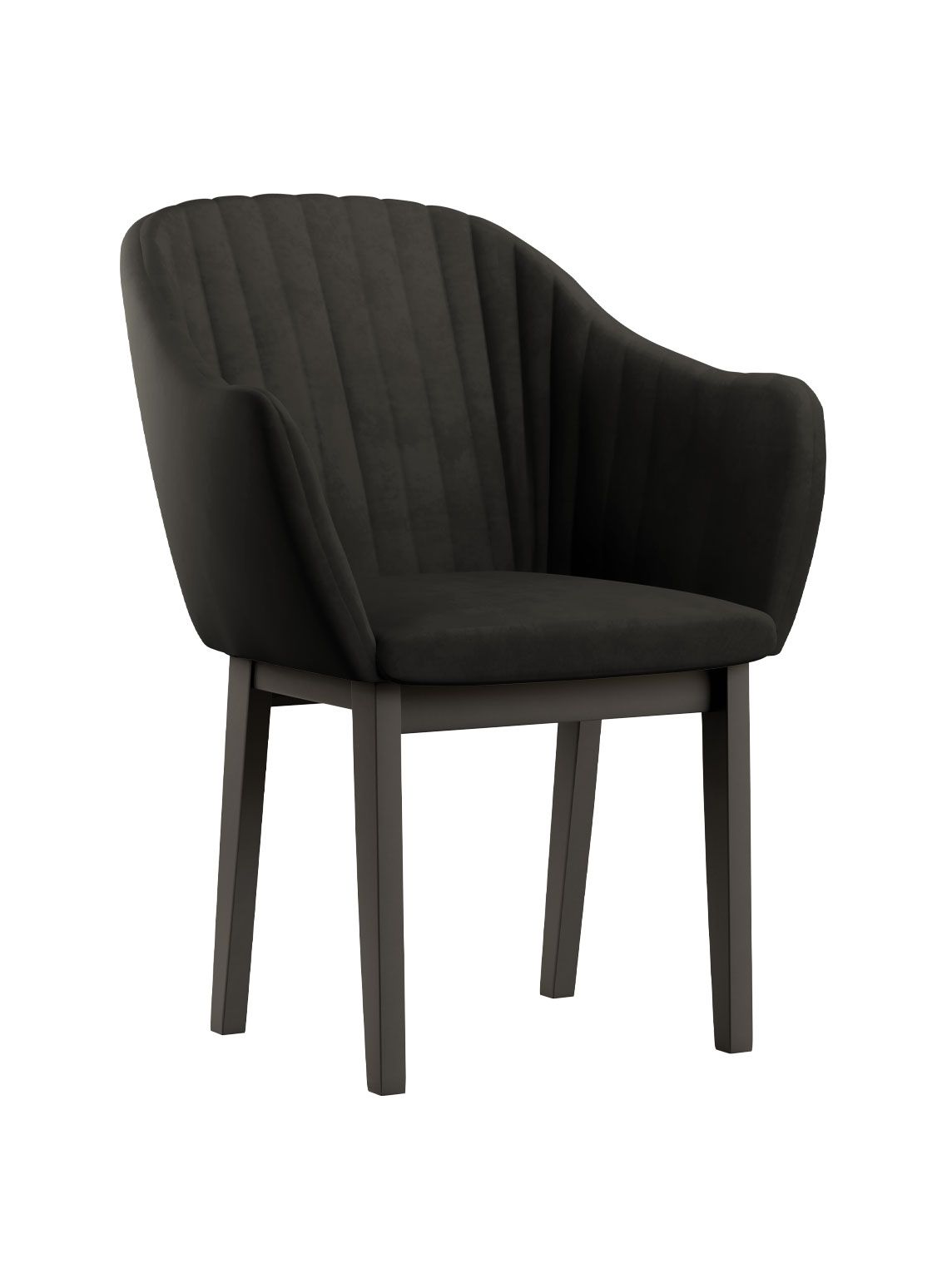 Stuhl im edlen Design Brisi 06, Buchenholz Vollholz massiv, Farbe: Schwarze Eiche / Dunkel Graue Polsterung - Abmessungen: 85 x 60 x 58 cm (H x B x T)