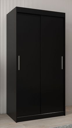 Schiebetürenschrank / Kleiderschrank Bisaurin 1A, Farbe: Schwarz - Abmessungen: 200 x 100 x 62 cm ( H x B x T)