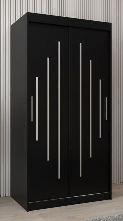 Schiebetürenschrank / Kleiderschrank Pilatus 01, Farbe: Schwarz - Abmessungen: 200 x 100 x 62 cm (H x B x T)