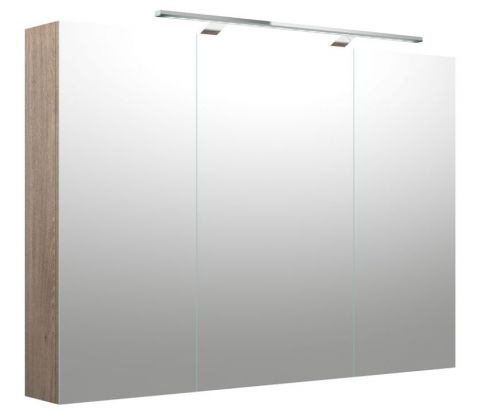 Badezimmer - Spiegelschrank Purina 12, Farbe: Eiche Grau – 70 x 100 x 14 cm (H x B x T)