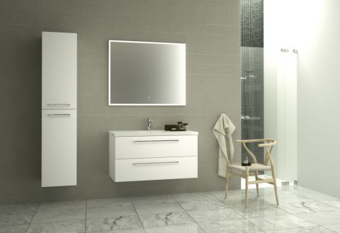 Badezimmermöbel - Set BN Rajkot, 3-teilig inkl. Waschtisch / Waschbecken, Farbe: Weiß glänzend