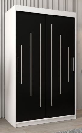 Schiebetürenschrank / Kleiderschrank Pilatus 02, Farbe: Weiß matt / Schwarz - Abmessungen: 200 x 120 x 62 cm (H x B x T)