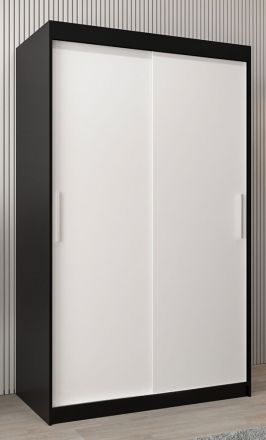 Schiebetürenschrank / Kleiderschrank Bisaurin 2A, Farbe: Schwarz / Weiß matt - Abmessungen: 200 x 120 x 62 cm ( H x B x T)