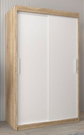Schiebetürenschrank / Kleiderschrank Bisaurin 2A, Farbe: Eiche Sonoma / Weiß matt - Abmessungen: 200 x 120 x 62 cm ( H x B x T)