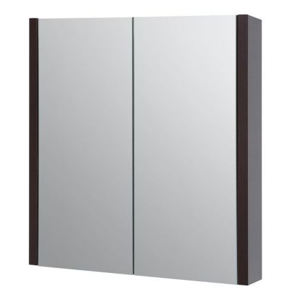 Bad - Spiegelschrank Bidar 02, Farbe: Eiche Schwarz – 65 x 60 x 12 cm (H x B x T)