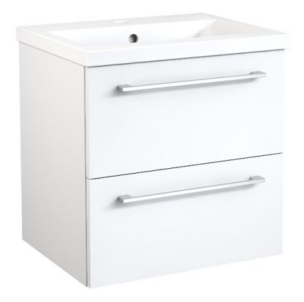Waschtischunterschrank Nadiad 44, Farbe: Weiß glänzend – 50 x 51 x 39 cm (H x B x T)