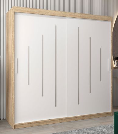 Schiebetürenschrank / Kleiderschrank Pilatus 05, Farbe: Eiche Sonoma / Weiß matt - Abmessungen: 200 x 200 x 62 cm (H x B x T)
