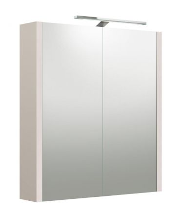 Badezimmer - Spiegelschrank Malegaon 06, Farbe: Kaschmir Grau – Abmessungen: 65 x 58 x 12 cm (H x B x T)