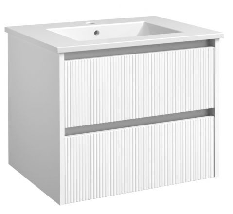 Waschtischunterschrank Malegaon 20, Farbe: Weiß matt – Abmessungen: 52 x 62 x 47 cm (H x B x T)