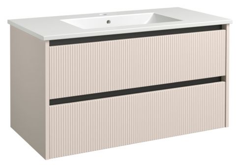 Waschtischunterschrank Malegaon 35, Farbe: Kaschmir Grau – Abmessungen: 52 x 91 x 47 cm (H x B x T)