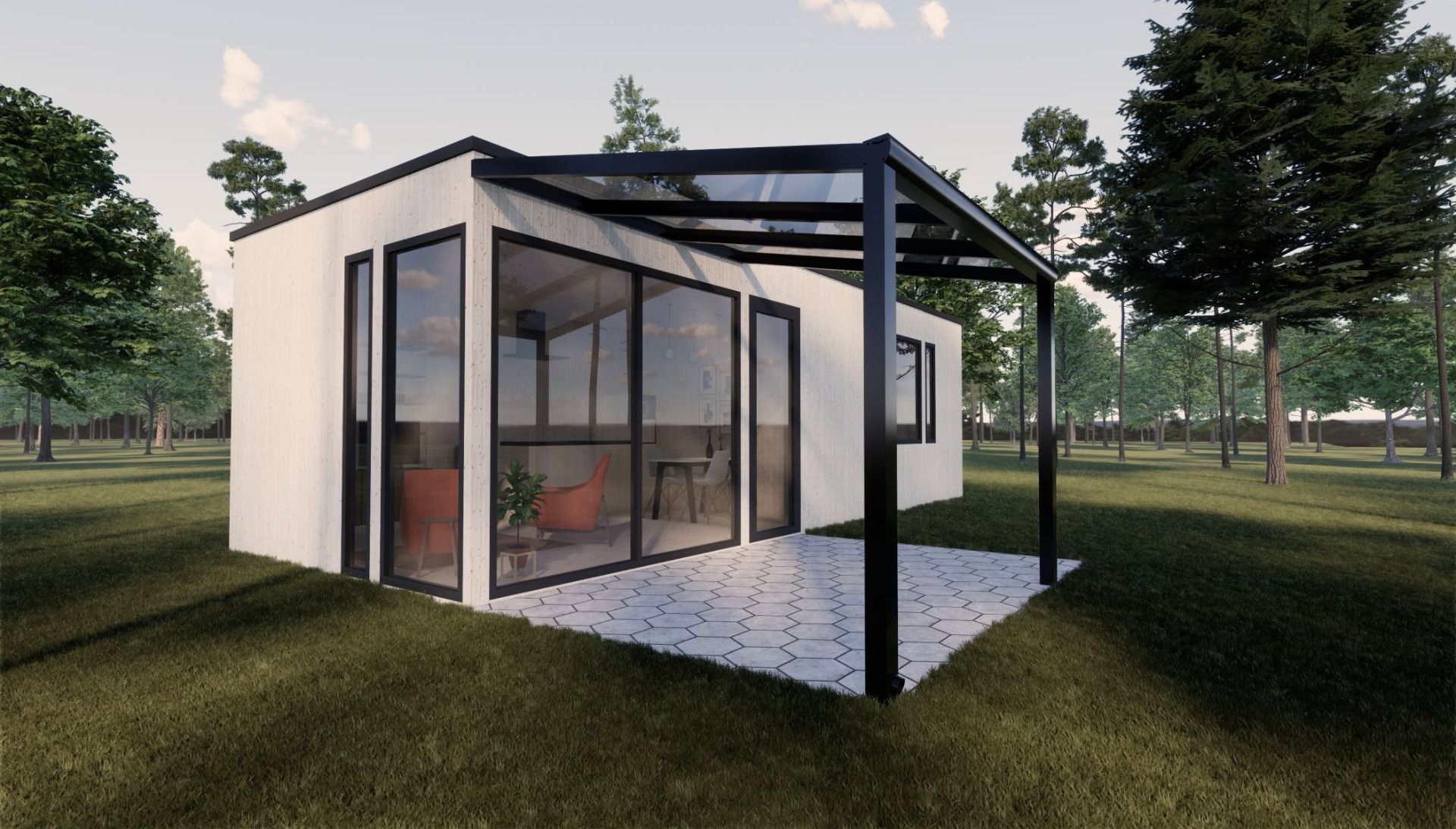 Terrassenüberdachung XL 01, Dach: 10 mm Glas klar, Grundfläche: 12,24 m² - Abmessungen: 400 x 306 cm (B x L)