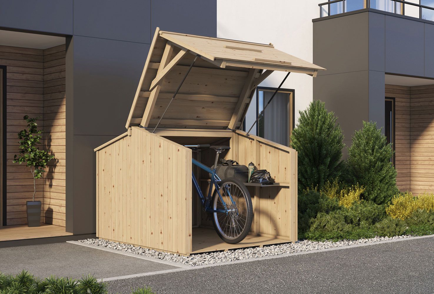 Fahrradgarage Conicum, Naturbelassen - 14 mm, Grundfläche: 3,23 m²