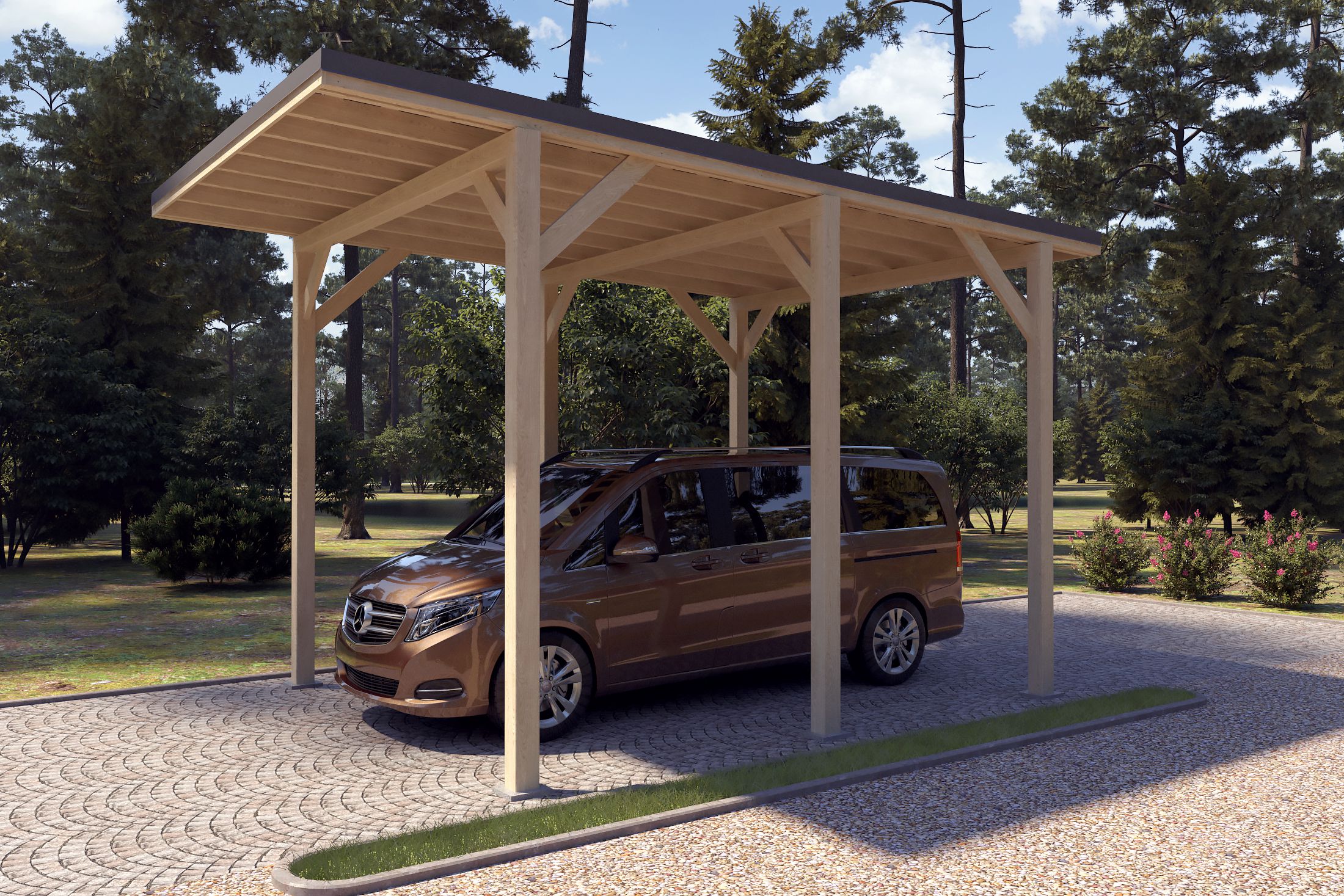Camping Carport "Stabil" 6 x 4 m (LxB) | 250 kg/m² Dachlast | 24 m² | Imprägniert mit dunkelgrauem Dach