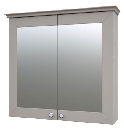Badezimmer - Spiegelschrank Dindigul 09, Farbe: Grau – 73 x 79 x 17 cm (H x B x T)