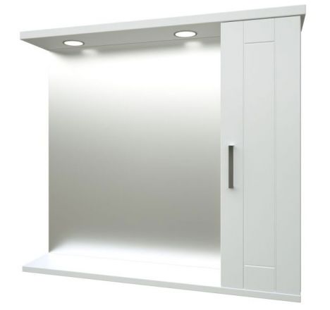 Badezimmer - Spiegelschrank Tumkur 02, Farbe: Weiß glänzend – 74 x 82 x 17 cm (H x B x T)