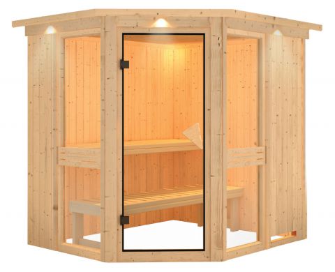 Sauna Alessia 02, 68 mm Wandstärke - 210 x 184 x 202 cm (B x T x H)