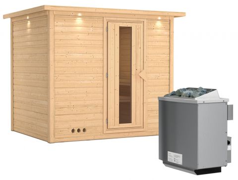 Sauna Camilia 02, 40 mm Wandstärke - 264 x 198 x 212 cm (B x T x H) - Ausführung:inkl. Ofen mit integrierter Steuerung