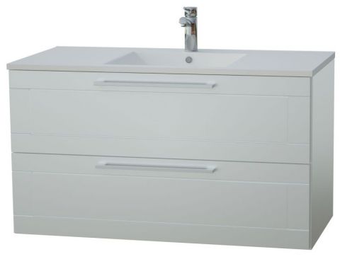Waschtischunterschrank Eluru 09, Farbe: Weiß glänzend – 50 x 92 x 47 cm (H x B x T)