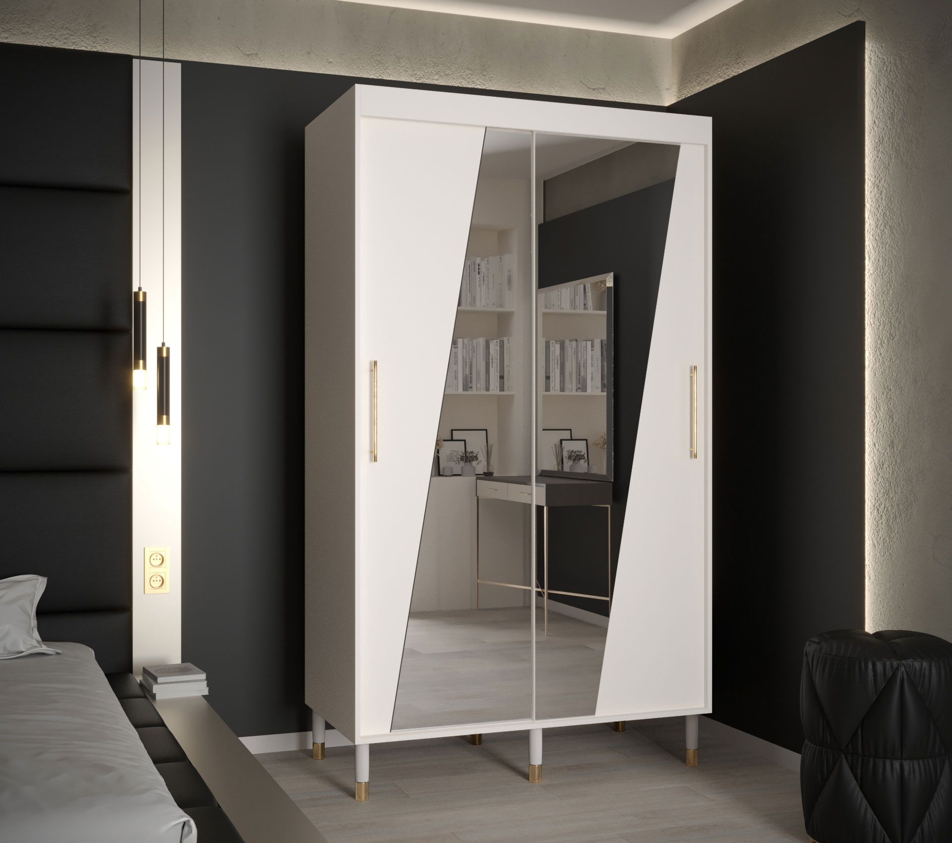 Kleiderschrank mit modernen Design Jotunheimen 207, Farbe: Weiß - Abmessungen: 208 x 120,5 x 62 cm (H x B x T)