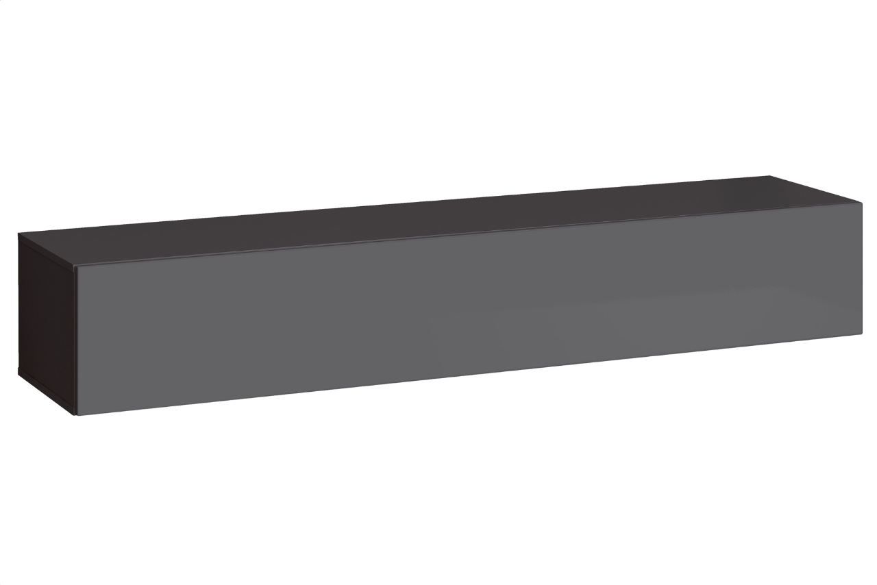 TV-Unterschrank mit Push-to-open Funktion Fardalen 27, Farbe: Grau - Abmessungen: 30 x 180 x 40 cm (H x B x T), mit drei Fächer