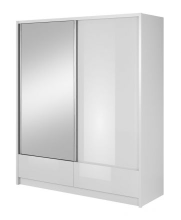 Spiegelschrank mit genügend Stauraum Anfield 03, Farbe: Weiß Hochglanz - Abmessungen: 214 x 184 x 62 cm (H x B x T), mit zwei Schubladen und sechs Fächern