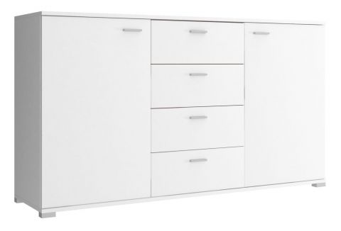 Kommode mit schlichten Design Lowestoft 01, Farbe: Weiß - Abmessungen: 85 x 150 x 40 cm (H x B x T)