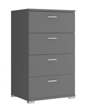 Kommode mit vier Schubladen Lowestoft 09, Farbe: Grau - Abmessungen: 85 x 50 x 40 cm (H x B x T), im schlichten Stil