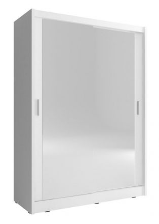 Schwebetürenschrank mit zwei Spiegeltüren Warbreck 08, Farbe: Weiß - Abmessungen: 200 x 130 x 62 cm (H x B x T)