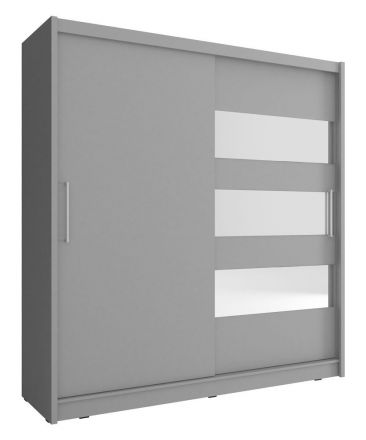 Kleiderschrank mit modernen Design Warbreck 43, Farbe: Grau - Abmessungen: 200 x 180 x 62 cm (H x B x T), mit drei Spiegelstreifen