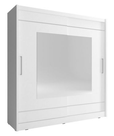 Schwebetürenschrank mit genügend Stauraum Warbreck 62, Farbe: Weiß - Abmessungen: 214 x 200 x 62 cm (H x B x T), mit Spiegel