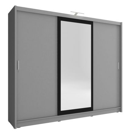 Moderner Kleiderschrank mit einer Spiegeltür Bickleigh 17, Farbe: Grau - Abmessungen: 214 x 250 x 62 cm (H x B x T), mit genügend Stauraum