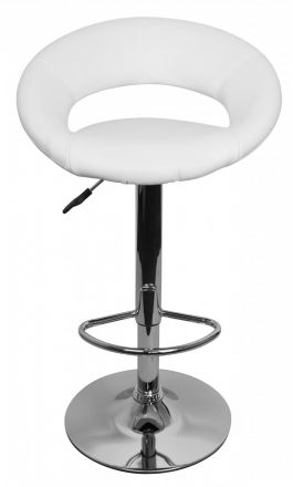 Barhocker mit ergonomischen Sitz Apolo 131, Farbe: Weiß / Chrome, Sitz 360° drehbar & höhenverstellbar
