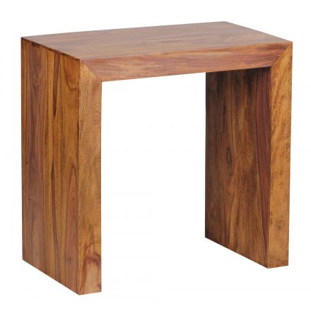 Platzsparender Beistelltisch aus Sheesham Massivholz, Farbe: Sheesham - Abmessungen: 60 x 36 x 60 cm (H x B x T), mit natürlicher Holzmaserung