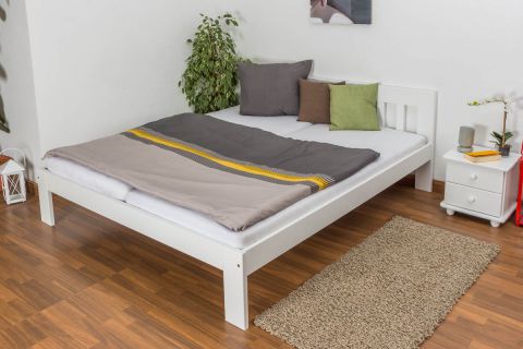 Doppelbett / Gästebett Kiefer massiv Vollholz weiß lackiert 75, inkl. Lattenrost - Abmessung 180 x 200 cm