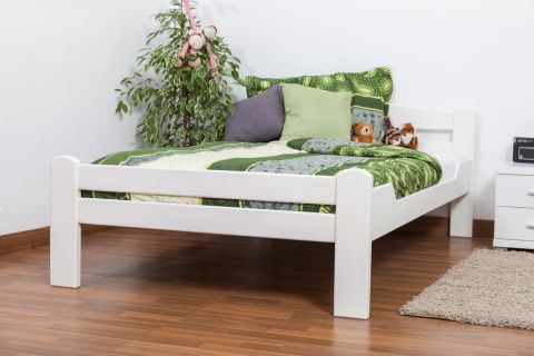 Einzelbett / Gästebett "Easy Premium Line" K4, 120 x 200 cm Buche Vollholz massiv weiß lackiert