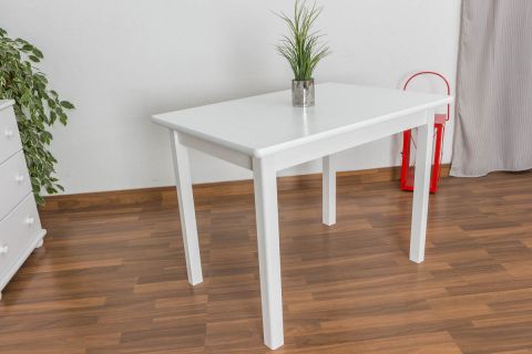 Tisch Kiefer massiv Vollholz weiß lackiert Junco 228A (eckig) - Abmessung 70 x 100 cm