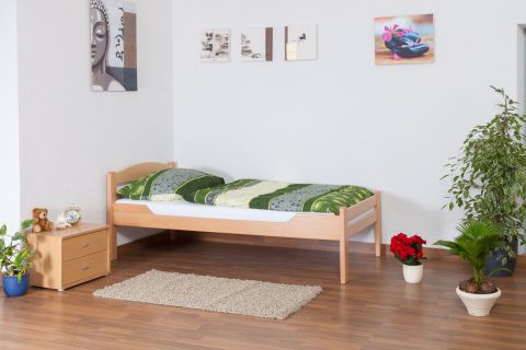 Einzelbett "Easy Premium Line" K1/2n, Buche Vollholz massiv Natur - Maße: 90 x 190 cm