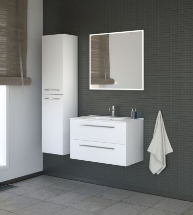 Badezimmermöbel - Set AC Rajkot, 3-teilig inkl. Waschtisch / Waschbecken, Farbe: Weiß glänzend