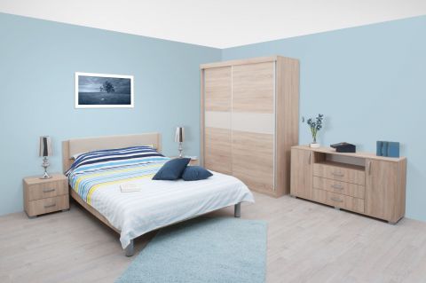 Schlafzimmer Komplett - Set A Bermeo, 5-teilig, Farbe: Eiche Braun / Creme