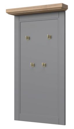 Garderobe Lotofaga 01, Farbe: Grau / Walnuss - 115 x 65 x 13 cm (H x B x T)