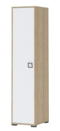 Drehtürenschrank / Kleiderschrank 10, Farbe: Buche / Weiß - 198 x 44 x 56 cm (H x B x T)