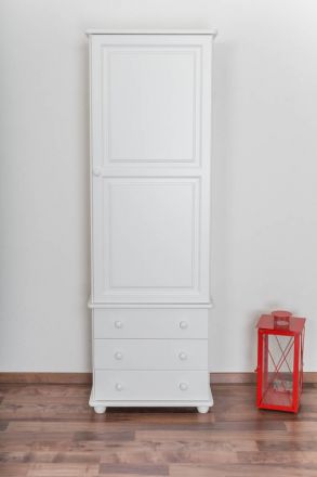 Schrank Kiefer massiv Vollholz weiß lackiert Junco 42 - Abmessung 195 x 65 x 42 cm