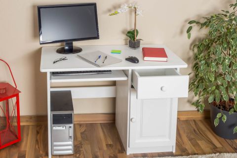 Schreibtisch Kiefer massiv Vollholz weiß Junco 190 - Abmessung 75 x 110 x 55 cm