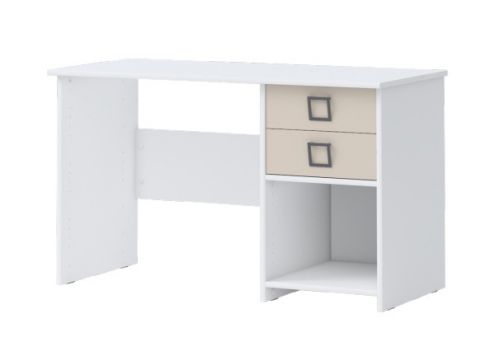 Schreibtisch 28, Farbe: Weiß / Creme - Abmessungen: 74 x 125 x 60 cm (H x B x T)