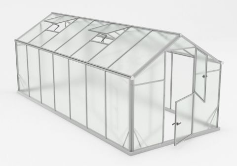 Gewächshaus - Glashaus Rucola L11, Wände: 4 mm gehärtetes Glas, Dach: 6 mm HKP mehrwandig, Grundfläche: 11,00 m² - Abmessungen: 500 x 220 cm (L x B)