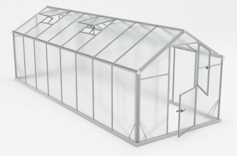 Gewächshaus - Glashaus Radicchio L12, Wände: 4 mm gehärtetes Glas, Dach: 6 mm HKP mehrwandig, Grundfläche: 12,50 m² - Abmessungen: 570 x 220 cm (L x B)