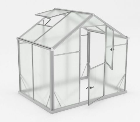 Gewächshaus - Glashaus Rucola L3, Wände: 4 mm gehärtetes Glas, Dach: 6 mm HKP mehrwandig, Grundfläche: 3,10 m² - Abmessungen: 150 x 220 cm (L x B)