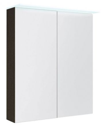 Badezimmer - Spiegelschrank Siliguri 02, Farbe: Eiche Schwarz – 70 x 60 x 13 cm (H x B x T)