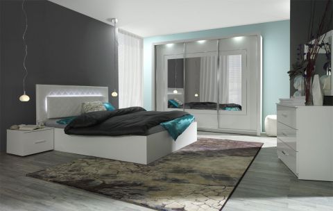 Schlafzimmer Komplett - Set B Psara, 5-teilig, Farbe: Weiß Hochglanz / Alpinweiß