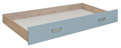 Schublade für Kinderbett / Jugendbett Koa, Farbe: Eiche / Blau - Abmessungen: 26 x 94 x 199 cm (H x B x L)